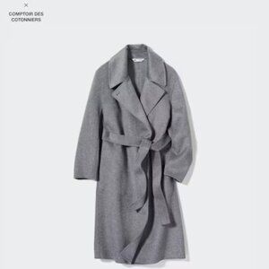 Gray Belted Double Face Wrap Coat - Uniqlo L